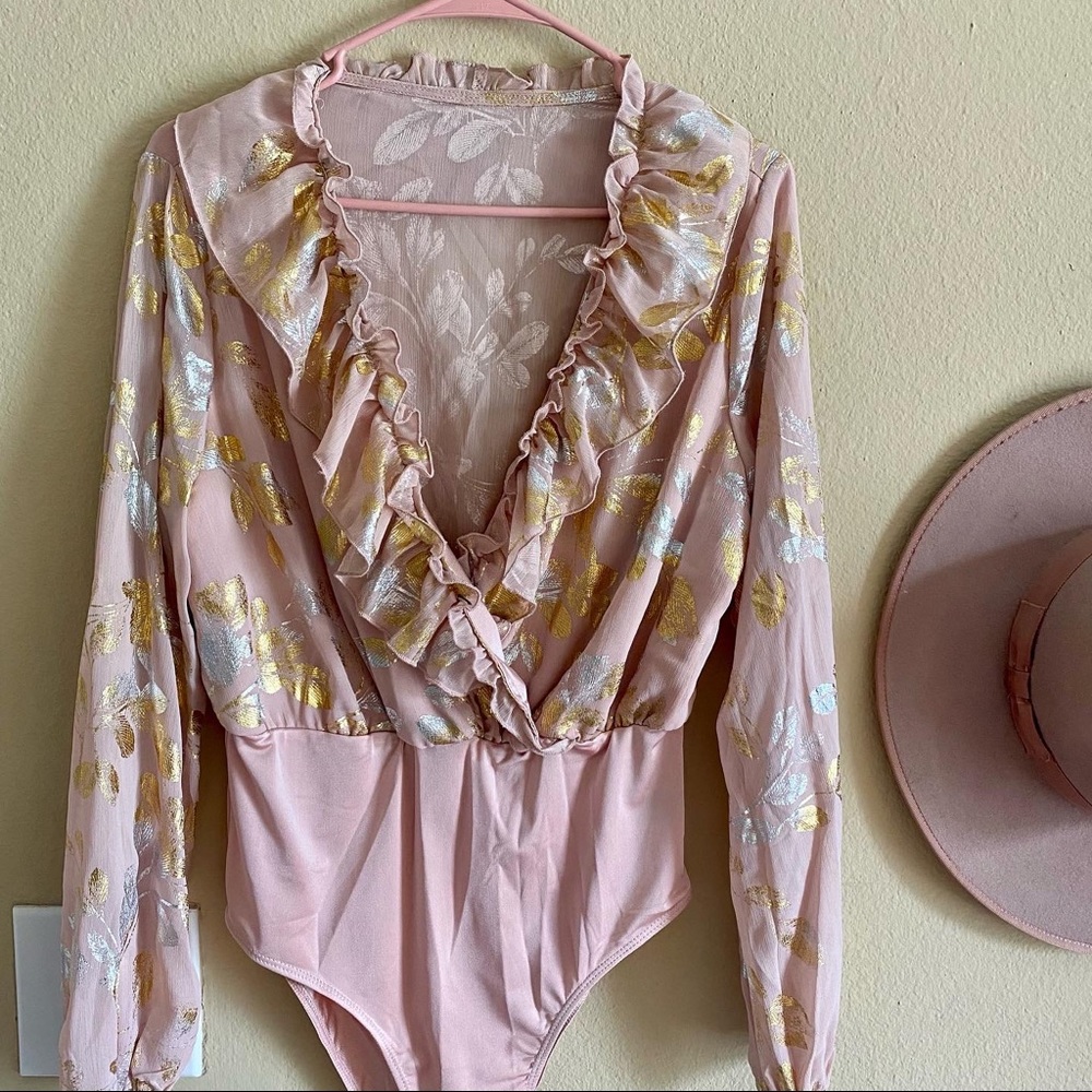 Pink and Metallic bodysuit